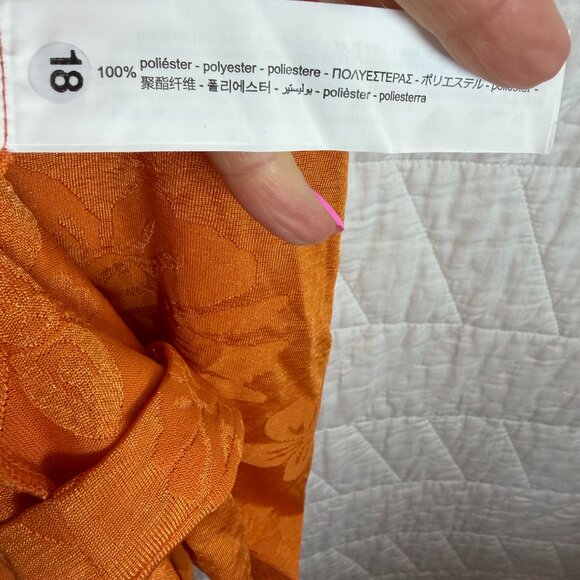 Zara orange jacquard tie front short sleeve long maxi dress Sz Small - Picture 7 of 7